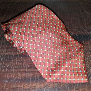 Ferragamo Silk Tie Red w/ 3D Geometric Pattern